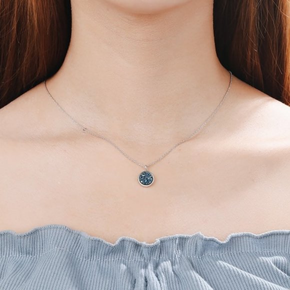 *NEW 925 Sterling Silver Blue Crystal Necklace - Picture 6 of 10